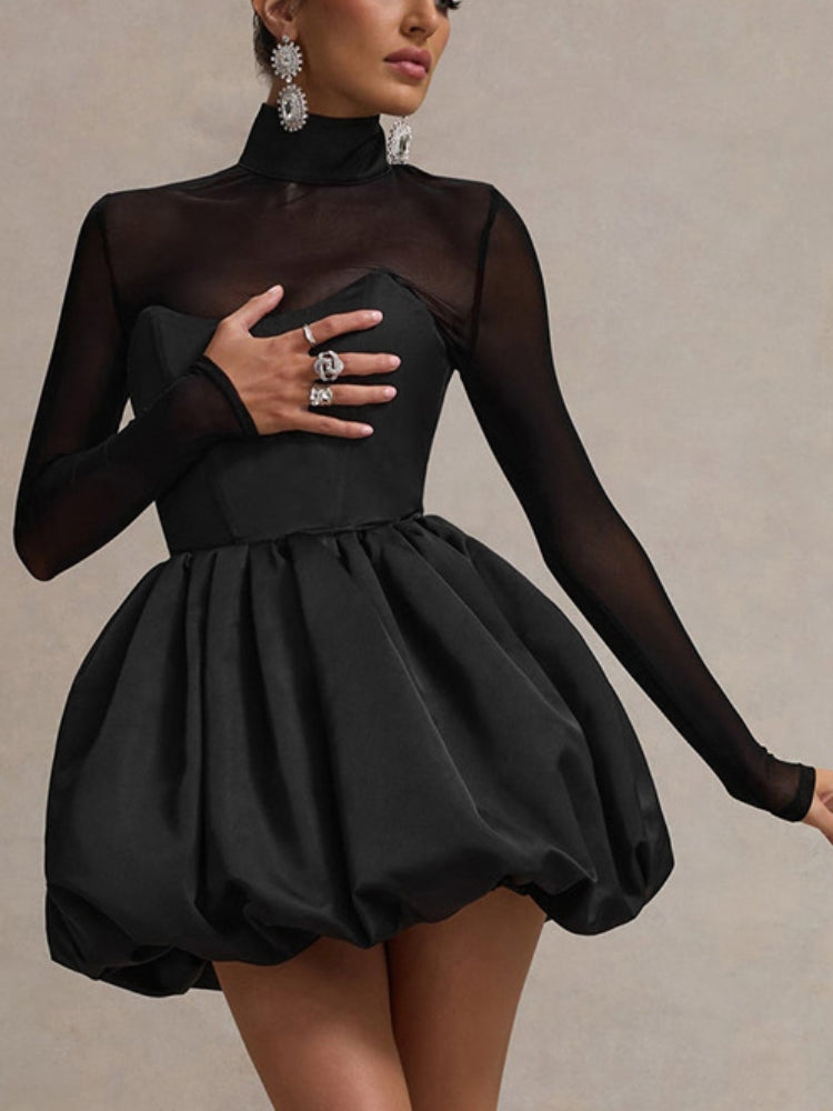 Şeffaf Panelli Lale Elbise