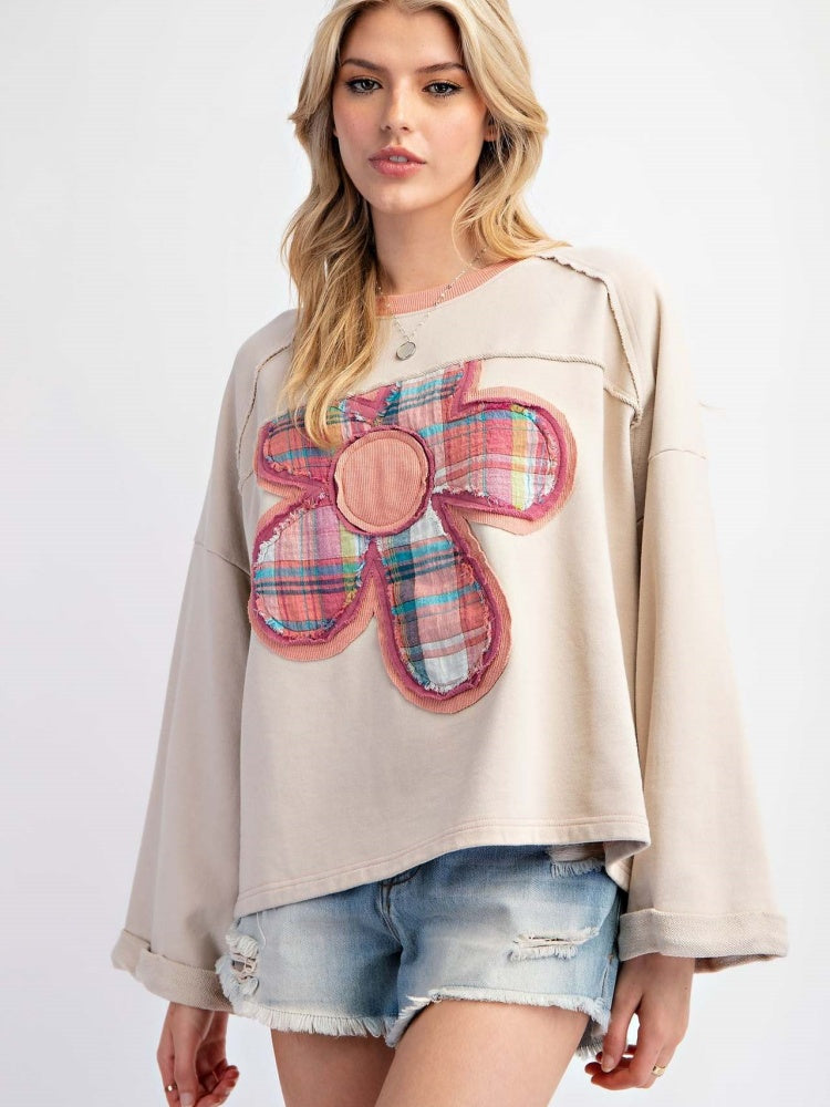 Colorblock Çiçekli Yama Üst