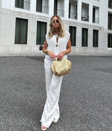 Büyük Düğmeler Düz Renk Örgü Yelek Hırka