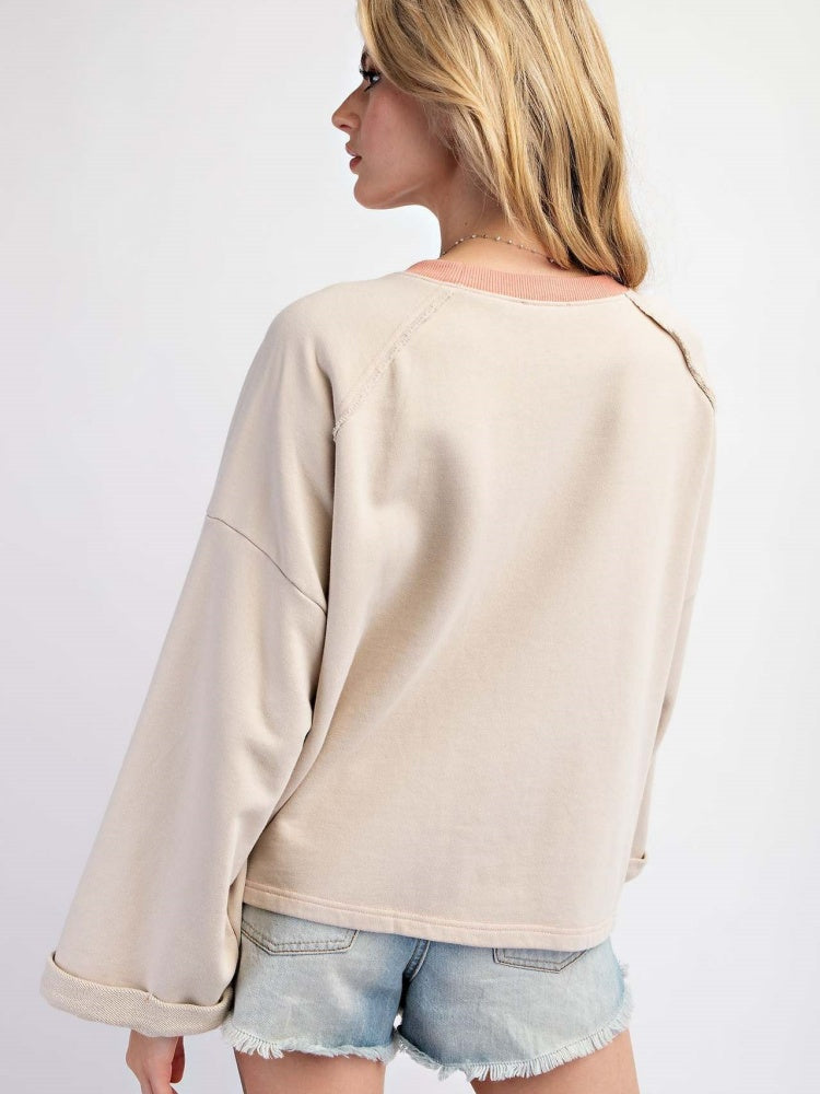 Colorblock Çiçekli Yama Üst