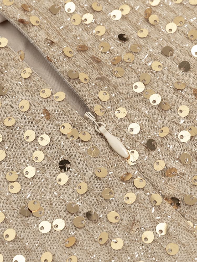 Halter Payetli Sırt Dekolteli Elbise