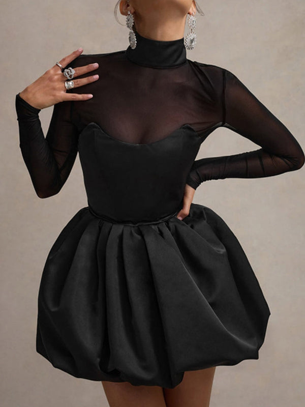 Şeffaf Panelli Lale Elbise