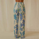 Pileli Baskılı Yaka Uzun Kollu Gömlek Pantolon Takım