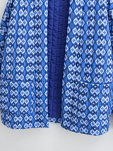 Geometrik Desenli Çiçek Desenli Cepli Kapitone Ceket