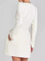 İnci İşlemeli Tweed Elbise