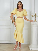 Straplez Volanlı Etek Takımı