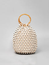 El İşi Ahşap Boncuklu Fıçı Çantası