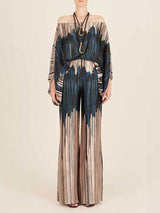 Abstract Waves İkili Takım - Mavi-Kahverengi