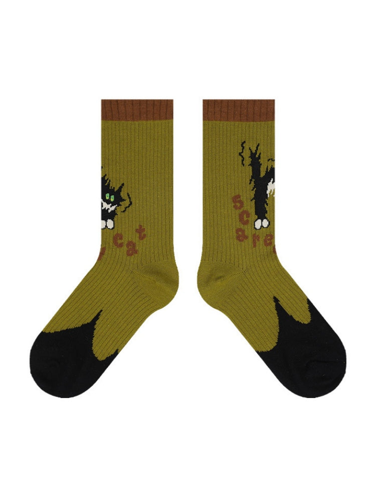 Sevimli Karikatür Pamuk Çorap-Kabarık Kedi