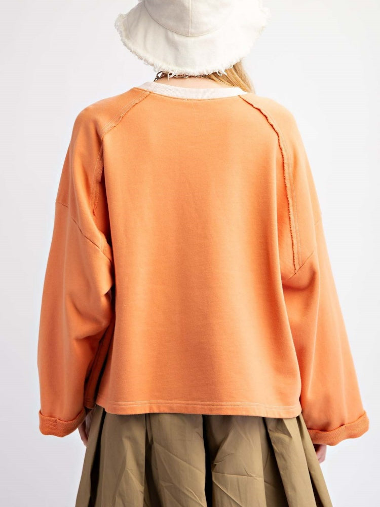 Colorblock Çiçekli Yama Üst