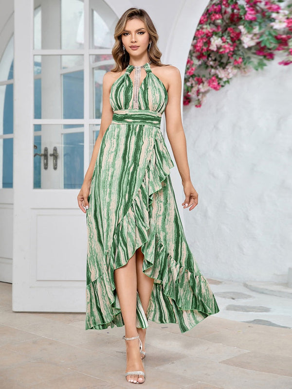 Seksi V-Yaka Hollow Sırt Dekolteli Elbise