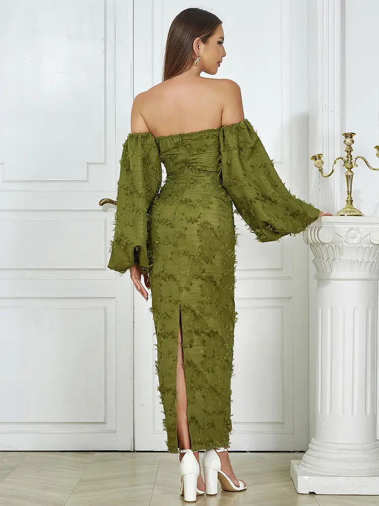 Şık Askısız Uzun Akşam Elbisesi