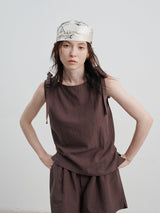 Keten Günlük Gevşek Tank Top