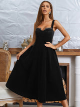 Sırtı Açık Spagetti Askılı A Kesim Akşam Elbisesi