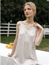 Saten Pembe Mini Çiçekli Gecelik