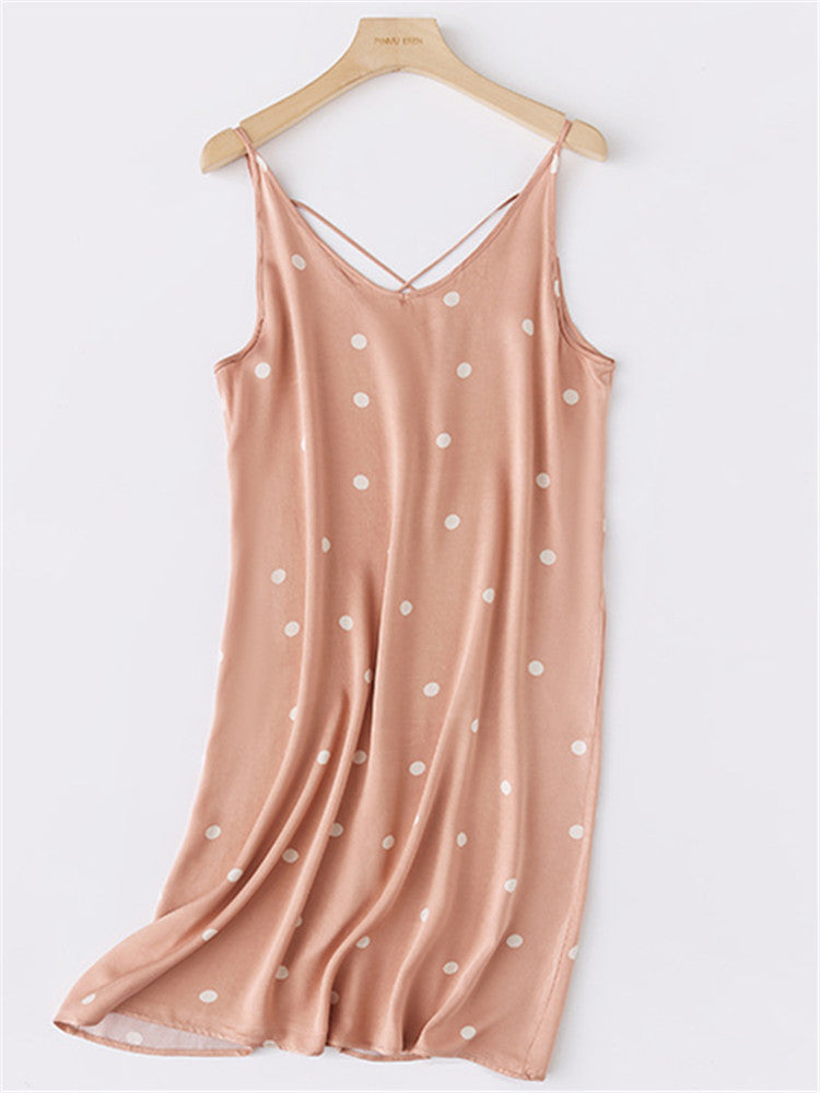 Baskılı Çapraz Sırtlı Cami Elbise