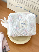 Sahil Mavisi Çiçek El Makyaj Çantası