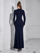 Sade Şık Boş Sırt Bodycon Elbise