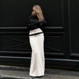 Esnek Omuz Açık Kazak Ve Uzun Etek Takımı