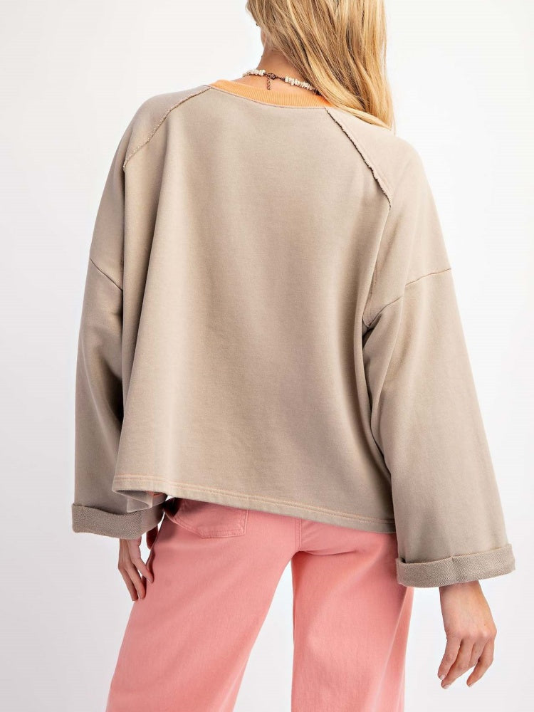 Colorblock Çiçekli Yama Üst