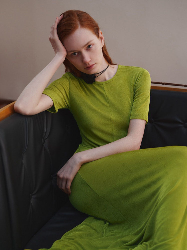 Örgü Günlük Bel Büzgülü Elbise