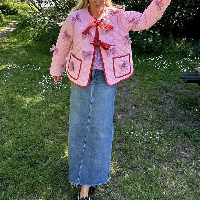 Fiyonk İşlemeli Kapitone İnce Ceket