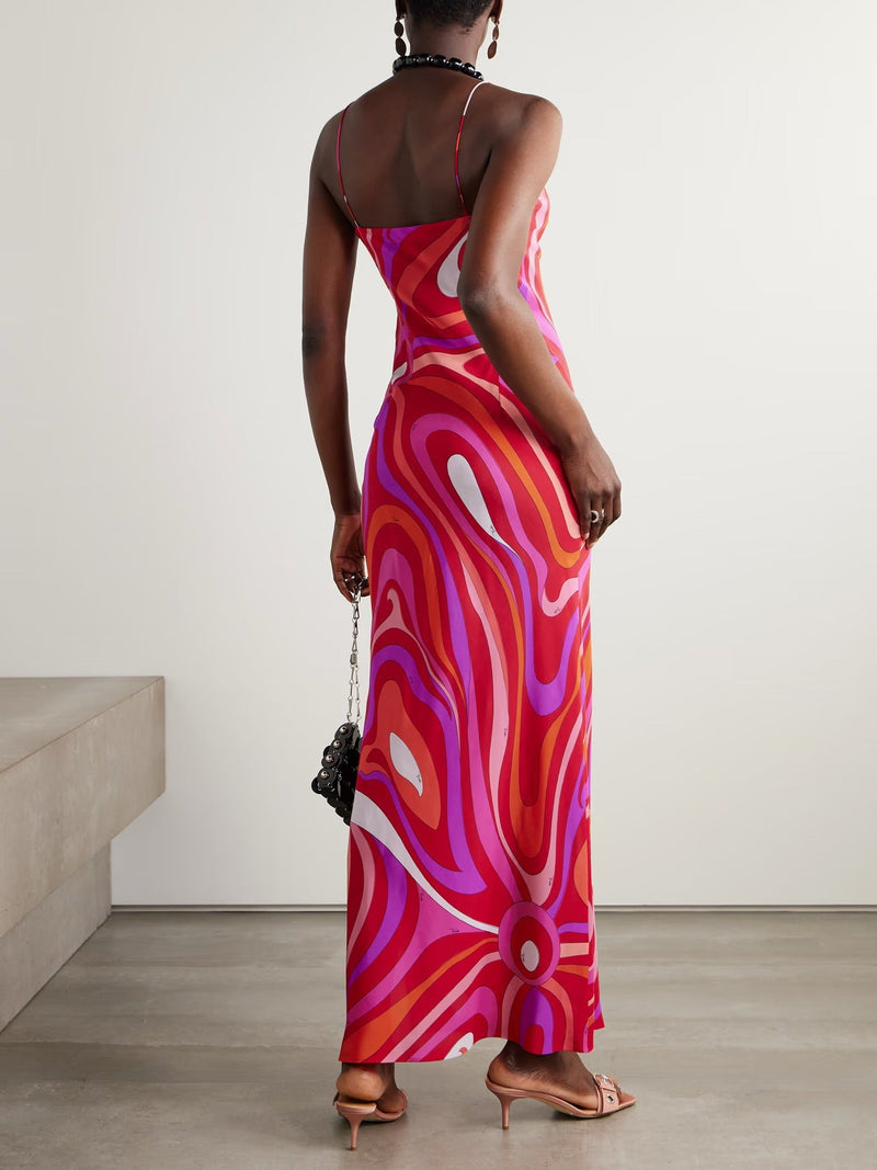 Marmo Printed Satin Maxi Dress