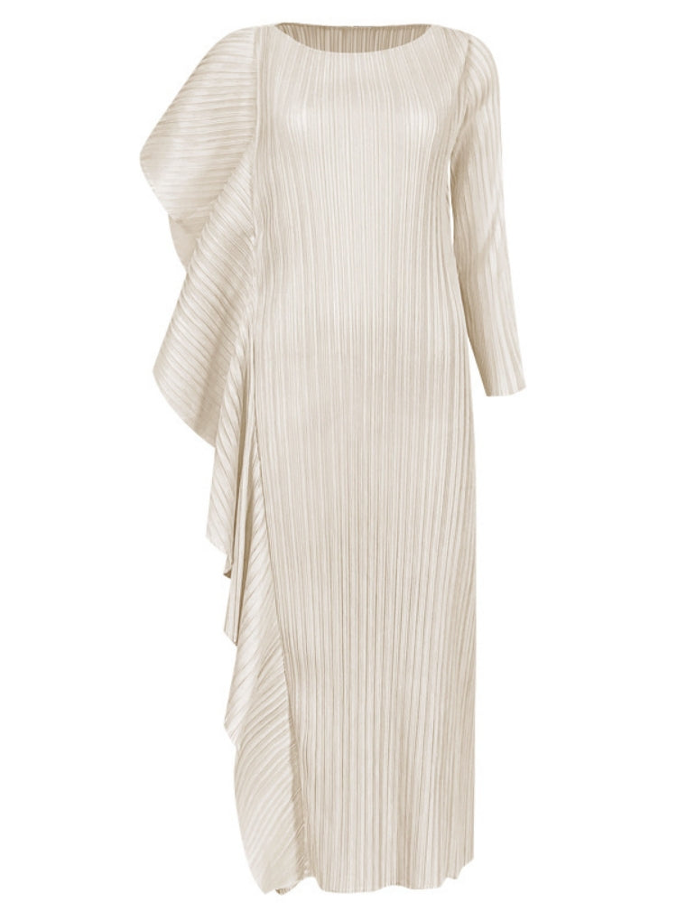 Bayanlar Üst Düzey Asimetrik Düz Renk Patchwork Elbise