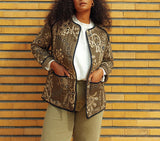 Etnik Çiçek Desenli Kapitone Ceket