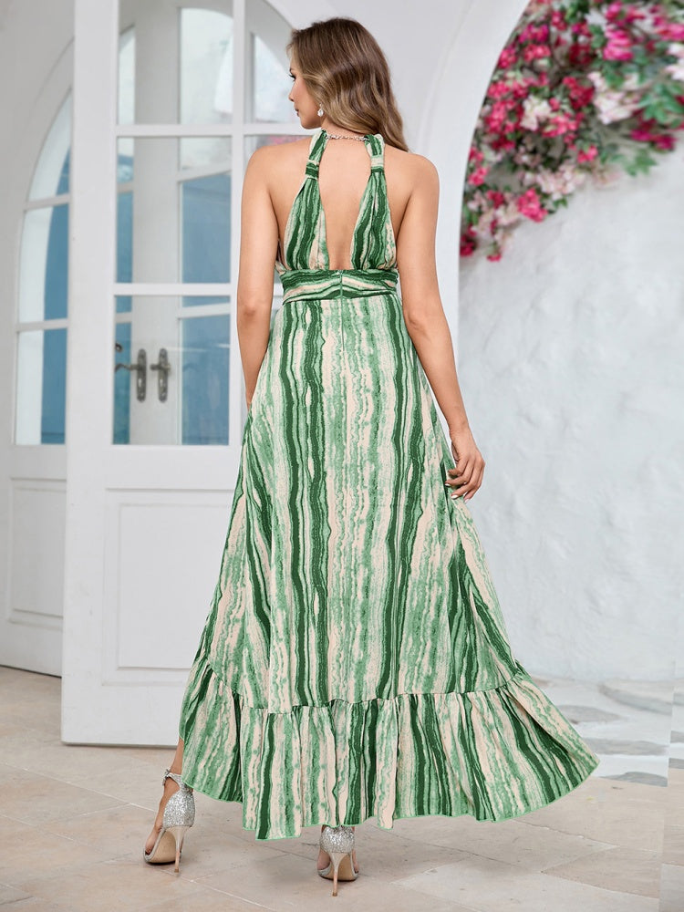 Seksi V-Yaka Hollow Sırt Dekolteli Elbise