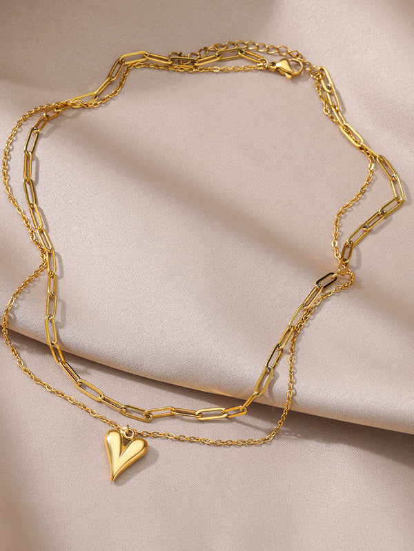 Düzensiz Zincirli Endüstriyel Şık Kalp Kolye