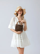 Ahşap Boncuklu Dokuma Bez Çanta