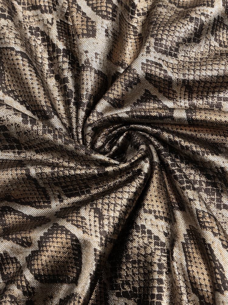 Asimetrik Baskılı Uzun Kollu Elbise