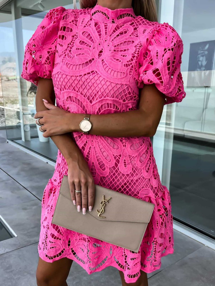 Dantelli Hollow Out Elbise