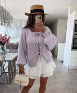 Düz Renk Yuvarlak Yaka Bağcıklı Hırka