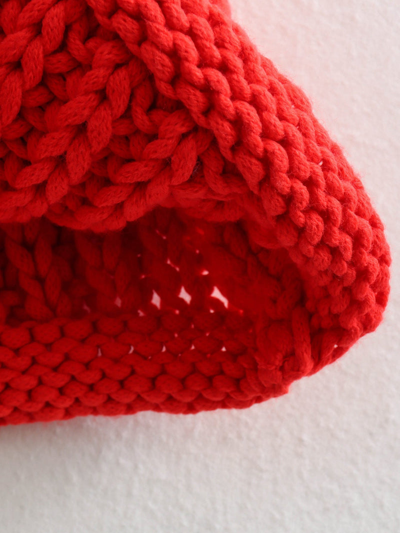 Büyük Düğmeler Düz Renk Örgü Yelek Hırka