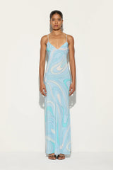 Marmo Printed Satin Maxi Dress