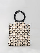 Blok Ahşap Boncuk Dokuma Tote Çanta