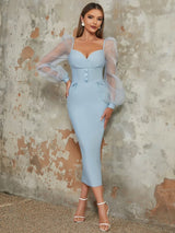 Retro File Sırt Dekolteli Elbise