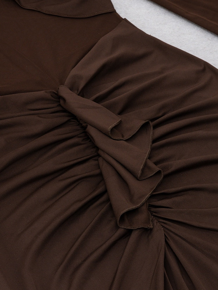 Yüksek Yaka Şeffaf Dar Elbise