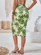 Baskılı Askılı Beli Piliseli Etek