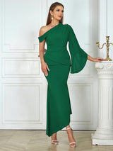 Tek Omuz Drapeli Elbise