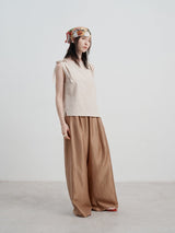 Keten Günlük Gevşek Tank Top