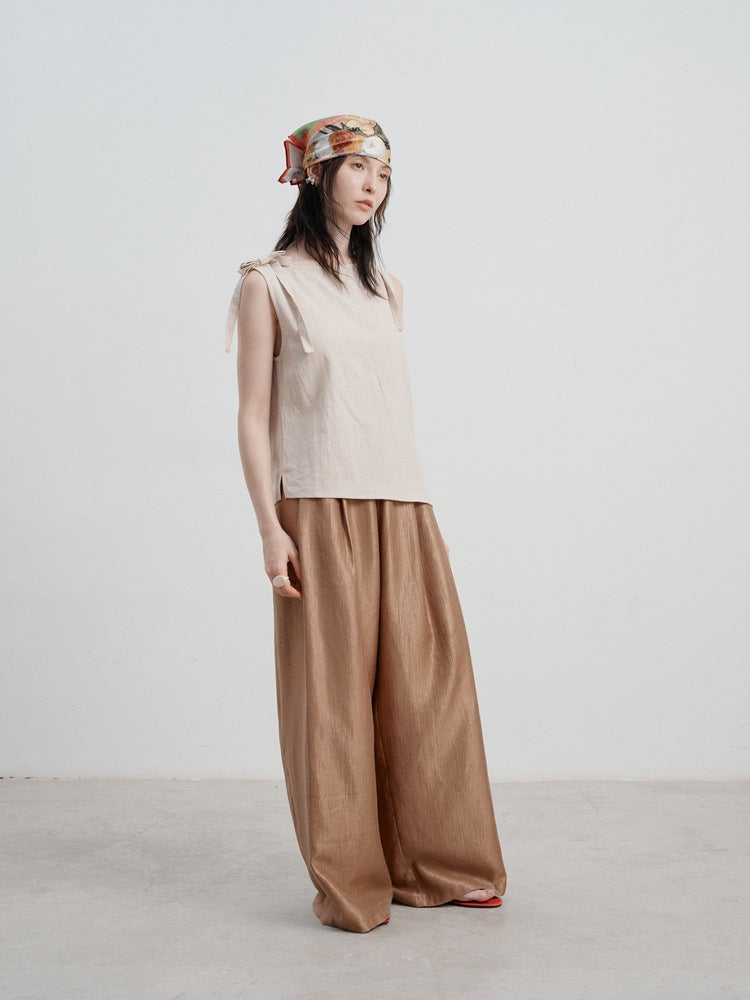 Keten Günlük Gevşek Tank Top