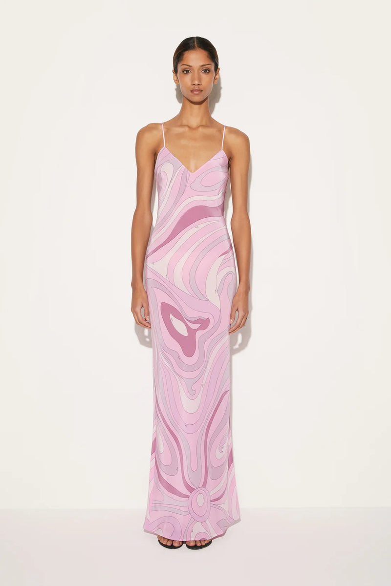 Marmo Printed Satin Maxi Dress
