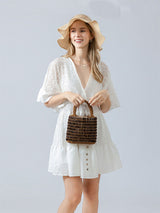 Ahşap Boncuklu Dokuma Bez Çanta