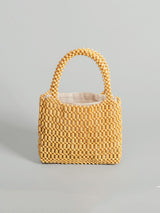 Ahşap Boncuklu Dokuma Bez Çanta