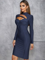 Seksi Boş Sırtlı Uzun Kollu Elbise