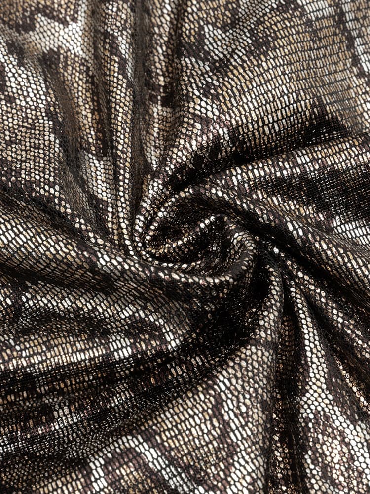 Seksi Vintage Baskılı Parlak Bel Kesik Elbise