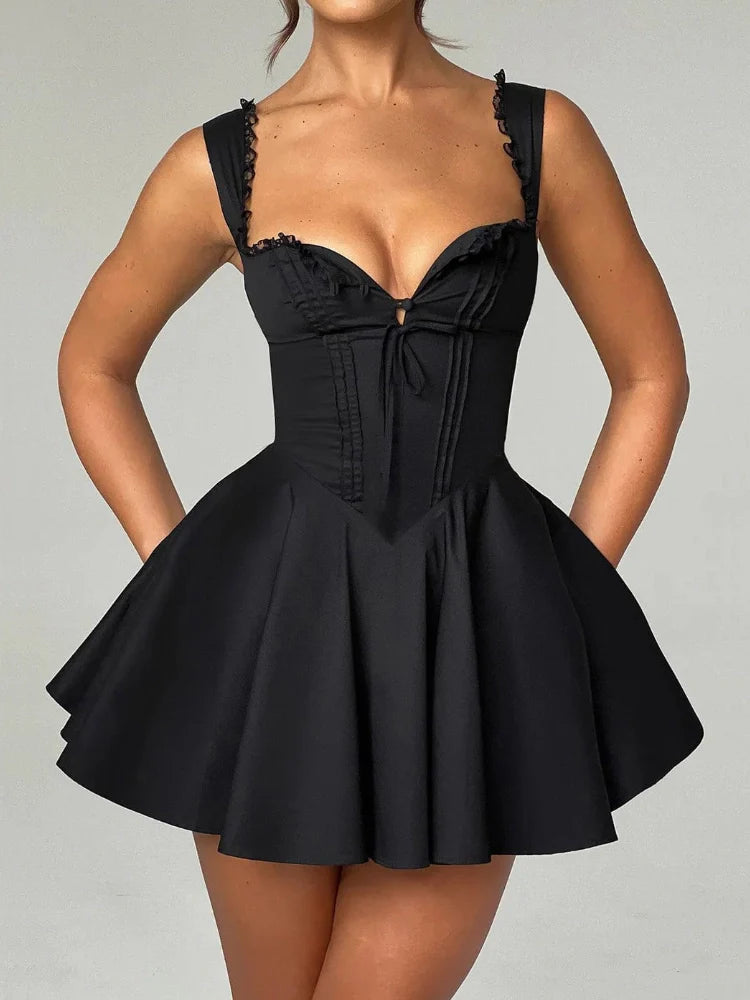 Dantel Sırtı Açık Midi Elbise